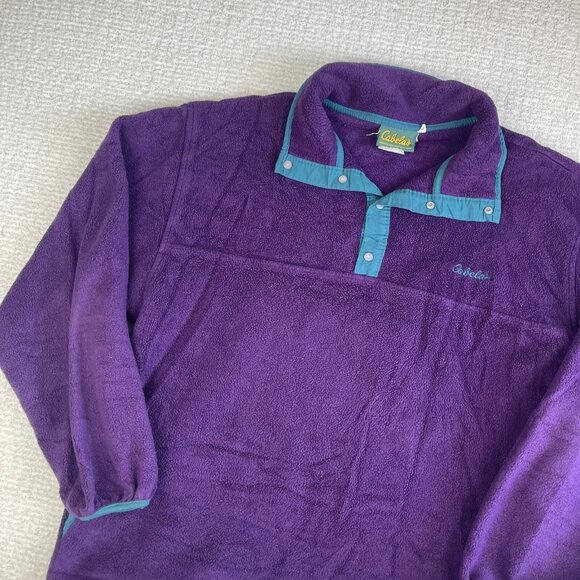 VTG Cabelas Sweater Mens Large Retro Purple Fleece Snap (Synchilla style) Read - Picture 3 of 16